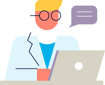 Person chatting on computer illustration